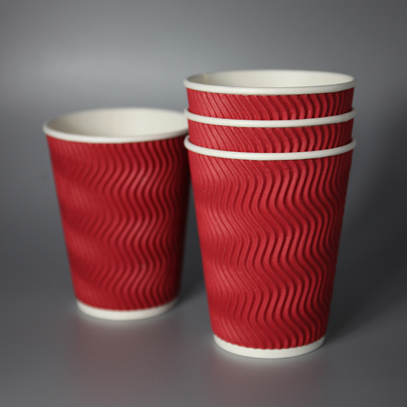 8 oz 12oz 16oz tilpasset design Papir kopper Disposable Printed Paper Double Wall Ripple Kaffekopper